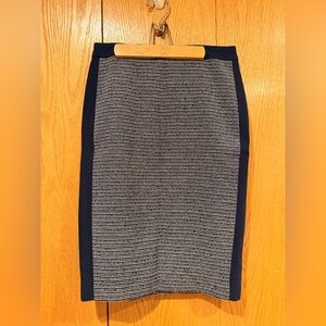 Ann Taylor Navy & Gray Striped Knit Pencil Skirt